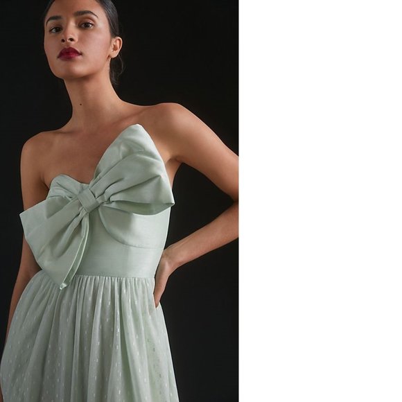 Anthropologie Tulle Bow-Tie Midi Dress - Picture 2 of 7